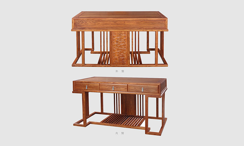 北海 别墅中式家居书房装修实木书桌效果图