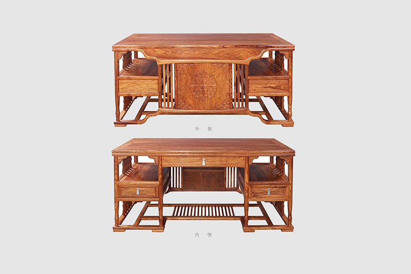 北海中式家居装饰书房桌椅组合家具效果图