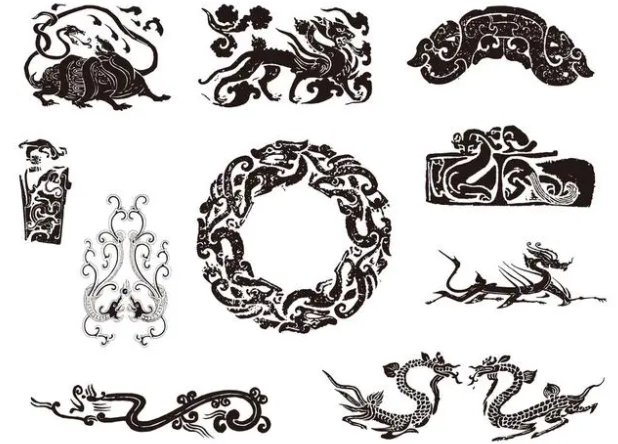 北海龙纹和凤纹的中式图案